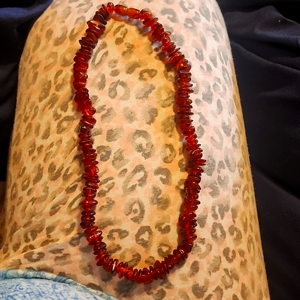 Vintage golden amber nuggets necklace